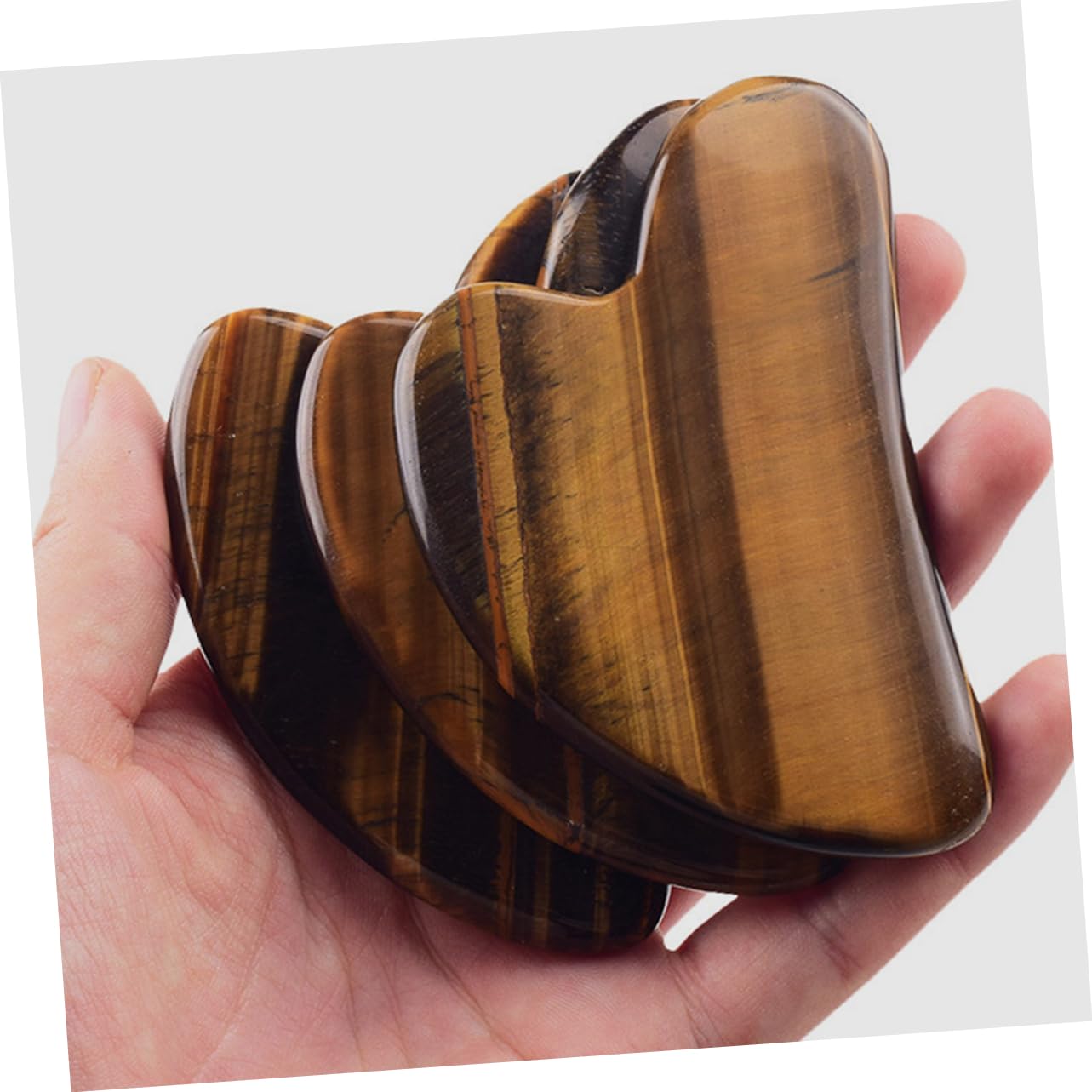 KOMBIUDA 3pezzi Tiger's Eye Gua Sha Board Strumento Massaggiante Naturale Per Rassodamento Facciale e Trattamenti Di Bellezza Facile Da Usare Per Routine Di Della e Rilassamento Muscolare