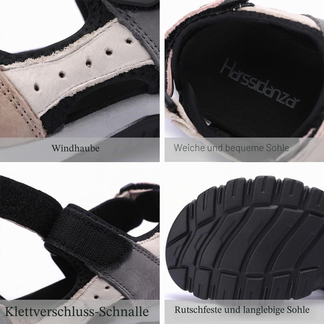 Harssidanzar Damen Sommer Sport Sandalen - Outdoor Wandern Mit Verstellbarem Riemen - Leder SL256EU