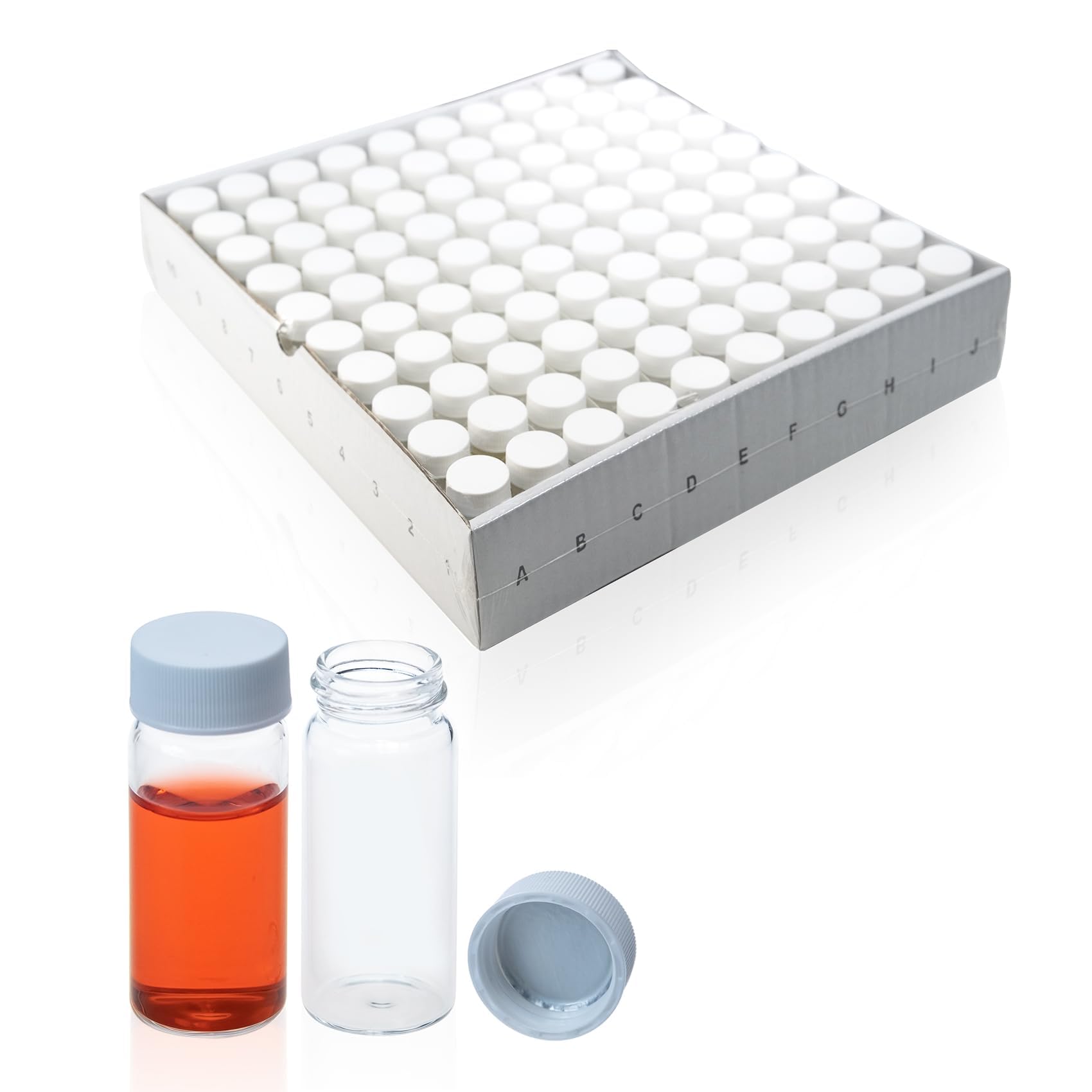 20 mL Borosilicate Glass Liquid Scintillation Vial, with Polypropylene Cap and Foamed Silver Aluminum Foil Liner, Case of 100