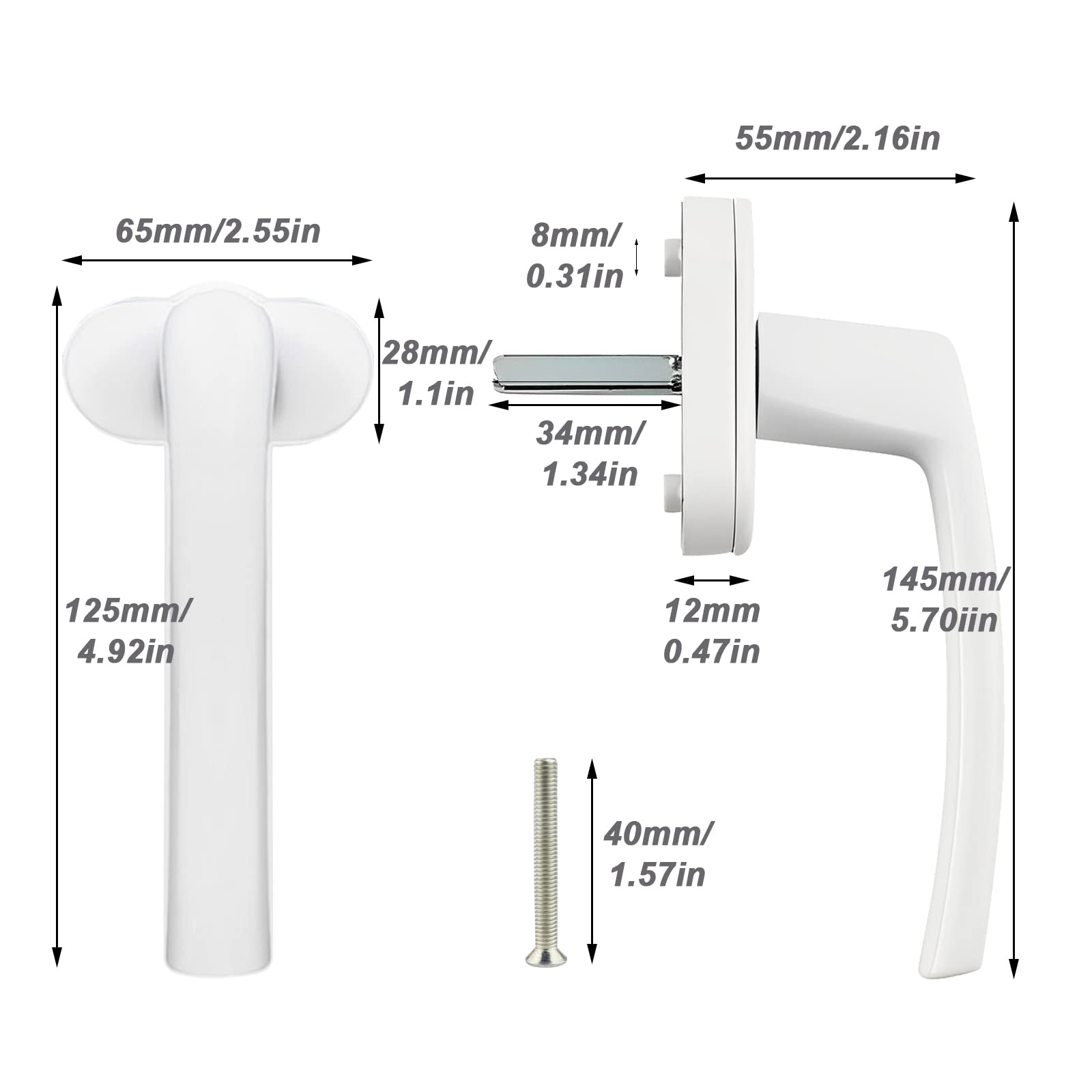 Maniglie Per Finestre In Alluminio Bianco - Set Di 4 Con Viti, Senza Chiave, Per Finestre E Balconi - Foto 3