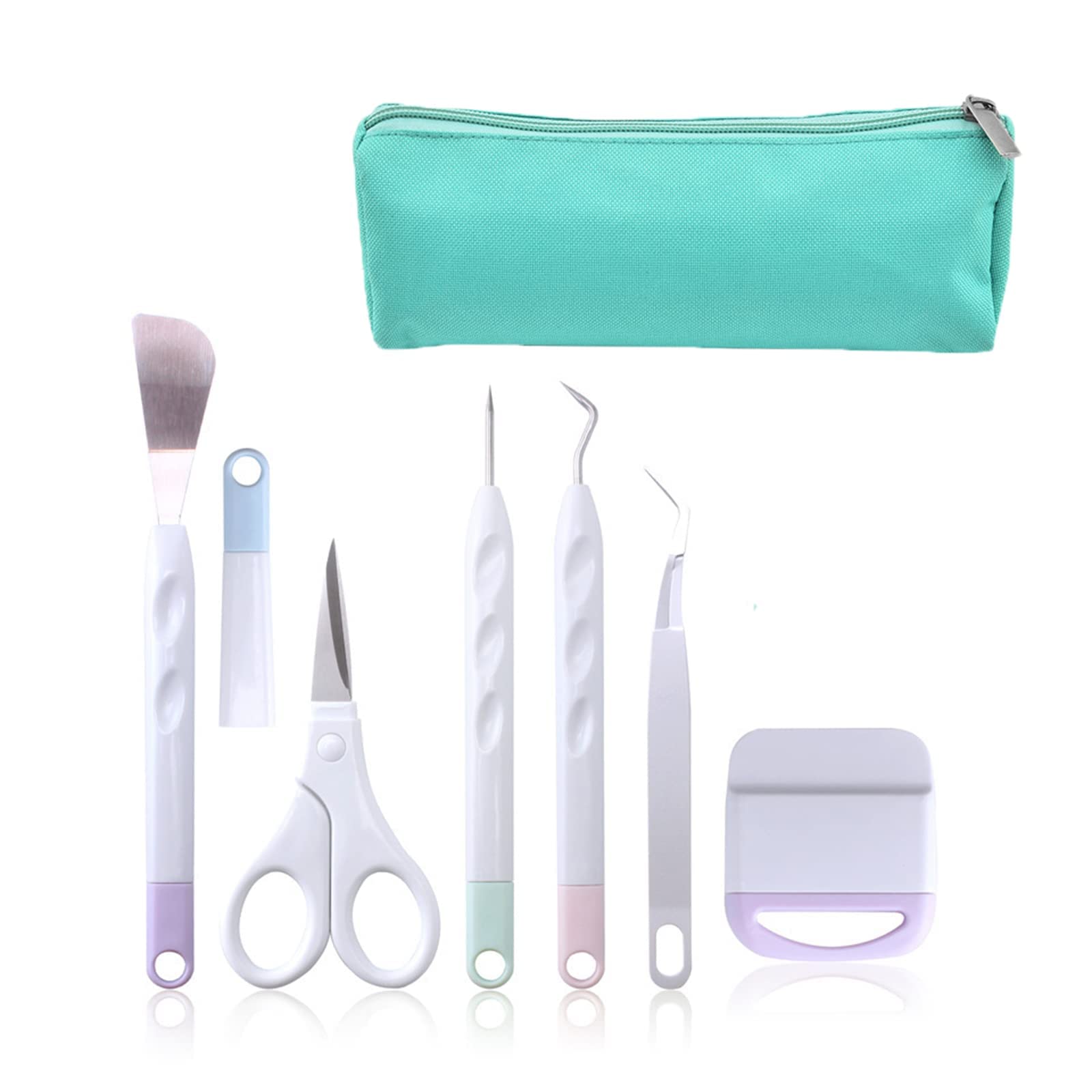 Vinyl Weeding Tools Set,Basic Craft Tool Kit Compatible with Cricut Silhouette, Precision Scraper Tweezers Weeder Scissor Spatula Piecing for Die-Cutting Cardstock (Tool Set 1)