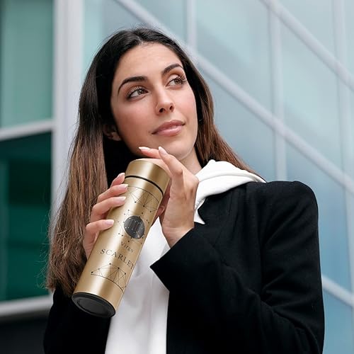 Miniatura 3 de Maverton Taza de viaje con grabado para mujer - Taza térmica personalizada para dama - Infusor de té extraíble - Diseño ligero - Pantalla LED de