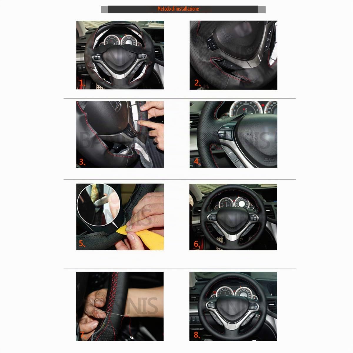 Coprivolante in pelle nera di grano lucido per Nissan Teana Altima 2013-2018 X-Trail Qashqai 2014-2017 Rogue 2014-2016 Pulsar 2015-2018
