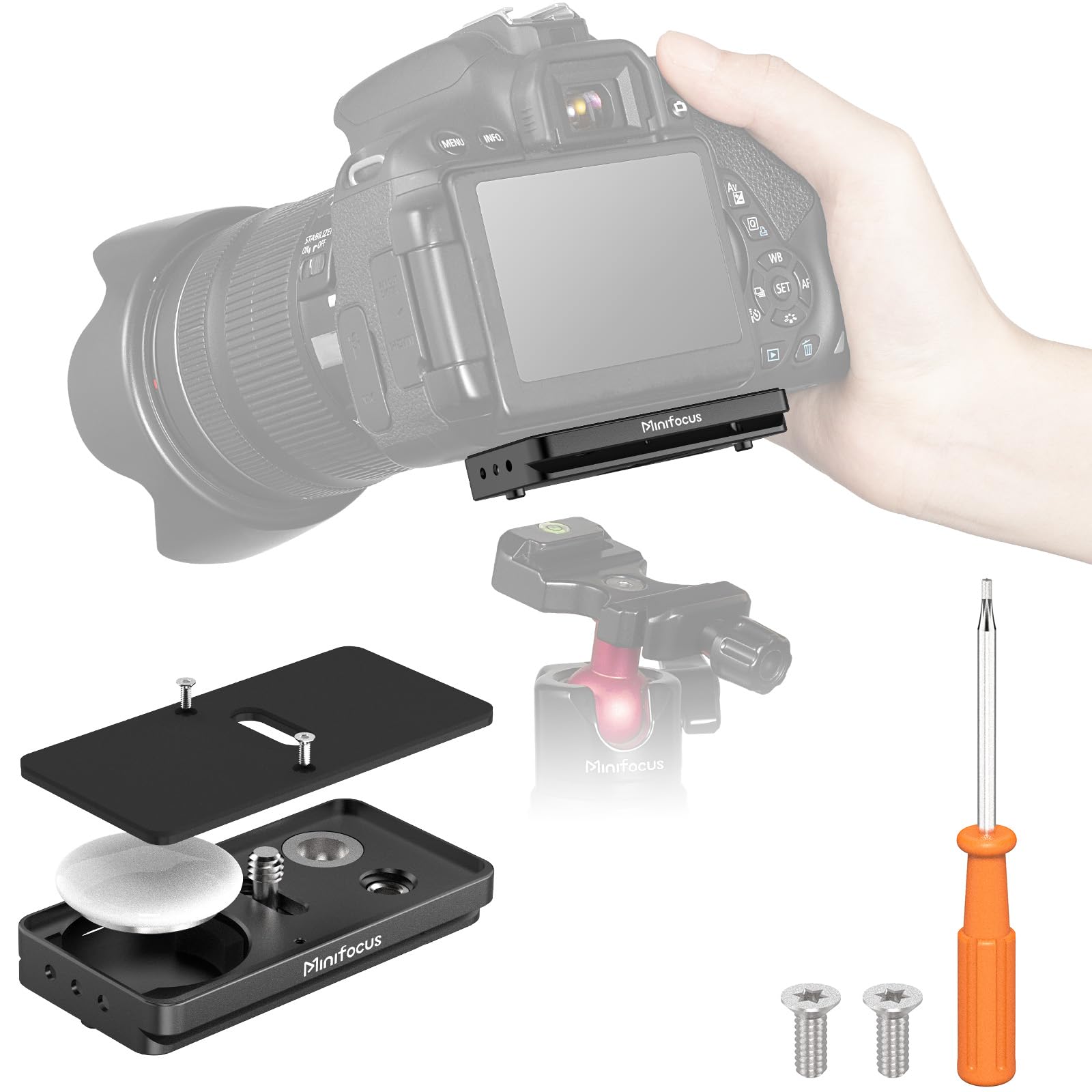 Quick Release Plate for AirTag, Arca-Type Mount Plate with 1/4" Screw/QD Sling Swivel Mount for AirTag Hidden-in Base Plate, Camera Tripod Mount