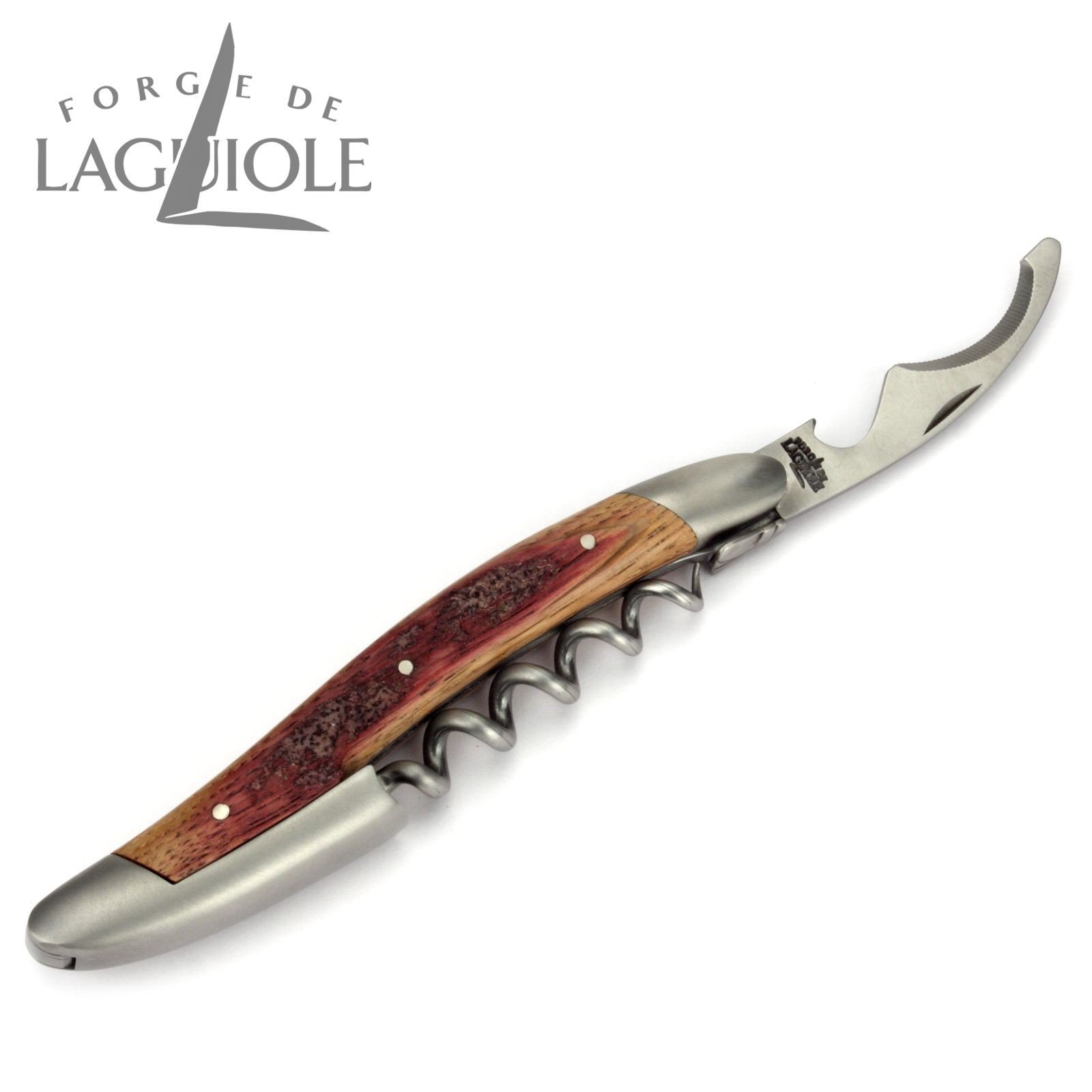 Forge de Laguiole Kellnermesser Sommelierbesteck - Griff Barriquefass Eichenholz - Edelstahl matt