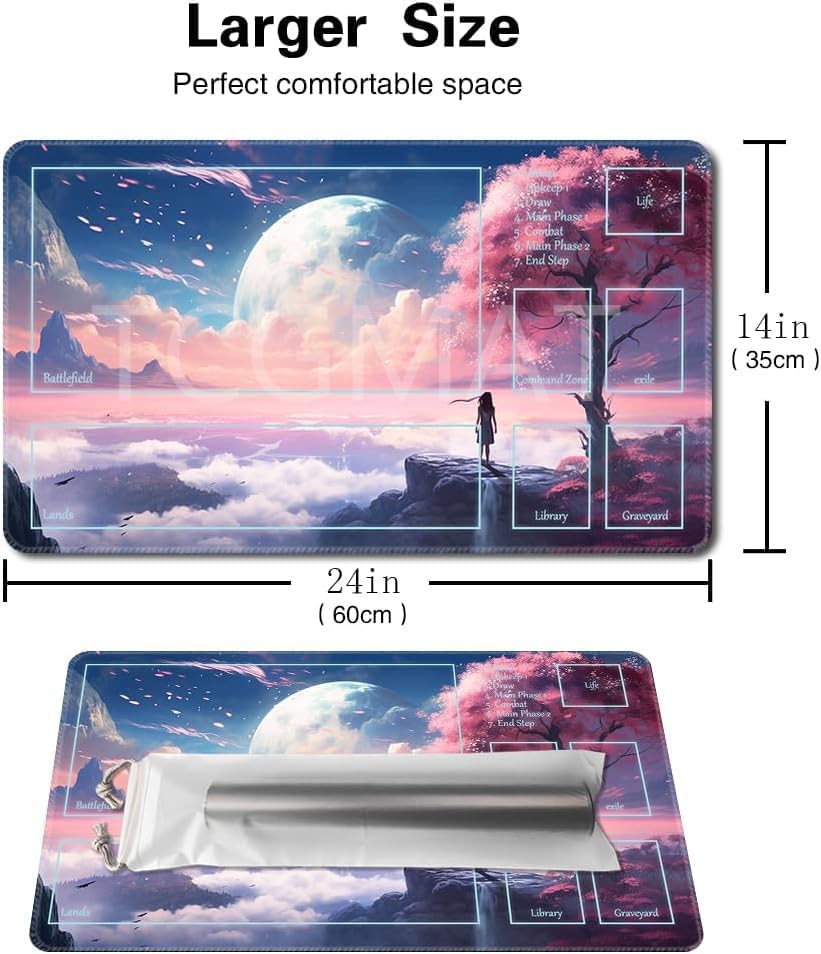 Miniatura 2 de MTG Playmat - Impresión antideslizante en la parte trasera, ideal para entusiastas de los juegos de cartas, tapete de juego TCG (Neverland-Deck)