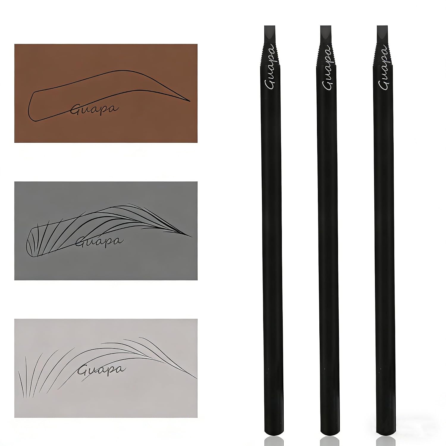 3PCS Professional Pre-Draw Eyebrow Mapping Pencils – Waterproof Peel-Off Tattoo Brow Marker for Microblading, Permanent Makeup, and Precise Brow Shaping (White - 3 PCS)