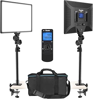 Switti Desk Mount Key Light, LED Streaming Light with C-Clamp Stand Kit, 2-Pack Video Light Panel Lighting Kit for Game, Live-Streaming, YouTube, Photography, Video Shooting