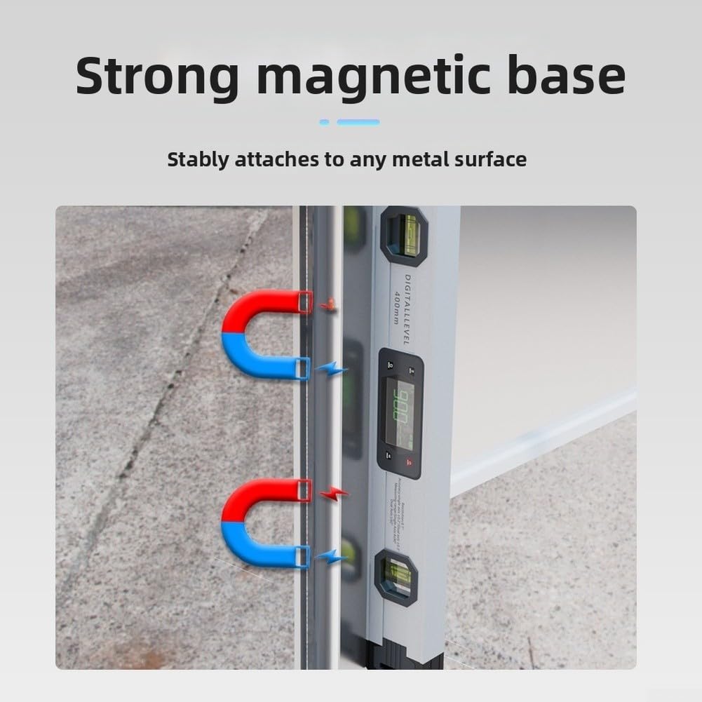 Calibro professionale per smussatura 400 mm, livella digitale con forte magnete e allarme acustico per attività di lavorazione del legno (rosso)
