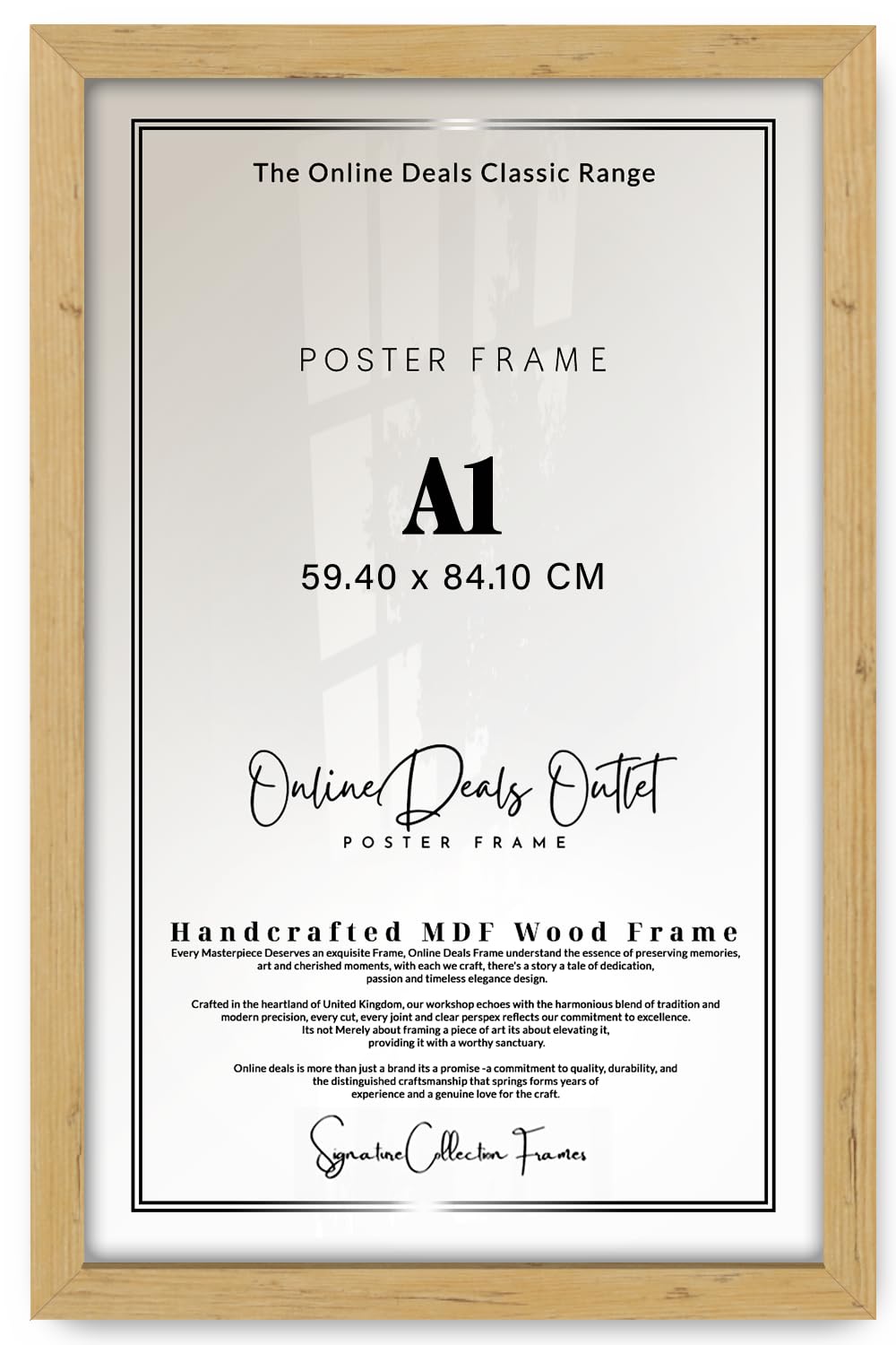 Online Deals | MDF Poster Frame A1 (59.40 x 84.10 CM) 23" x 33" for Fashion Sketches, Abstract & Pop Art, Premium MDF Wood, Secure Hanging Hooks [ Pine ]