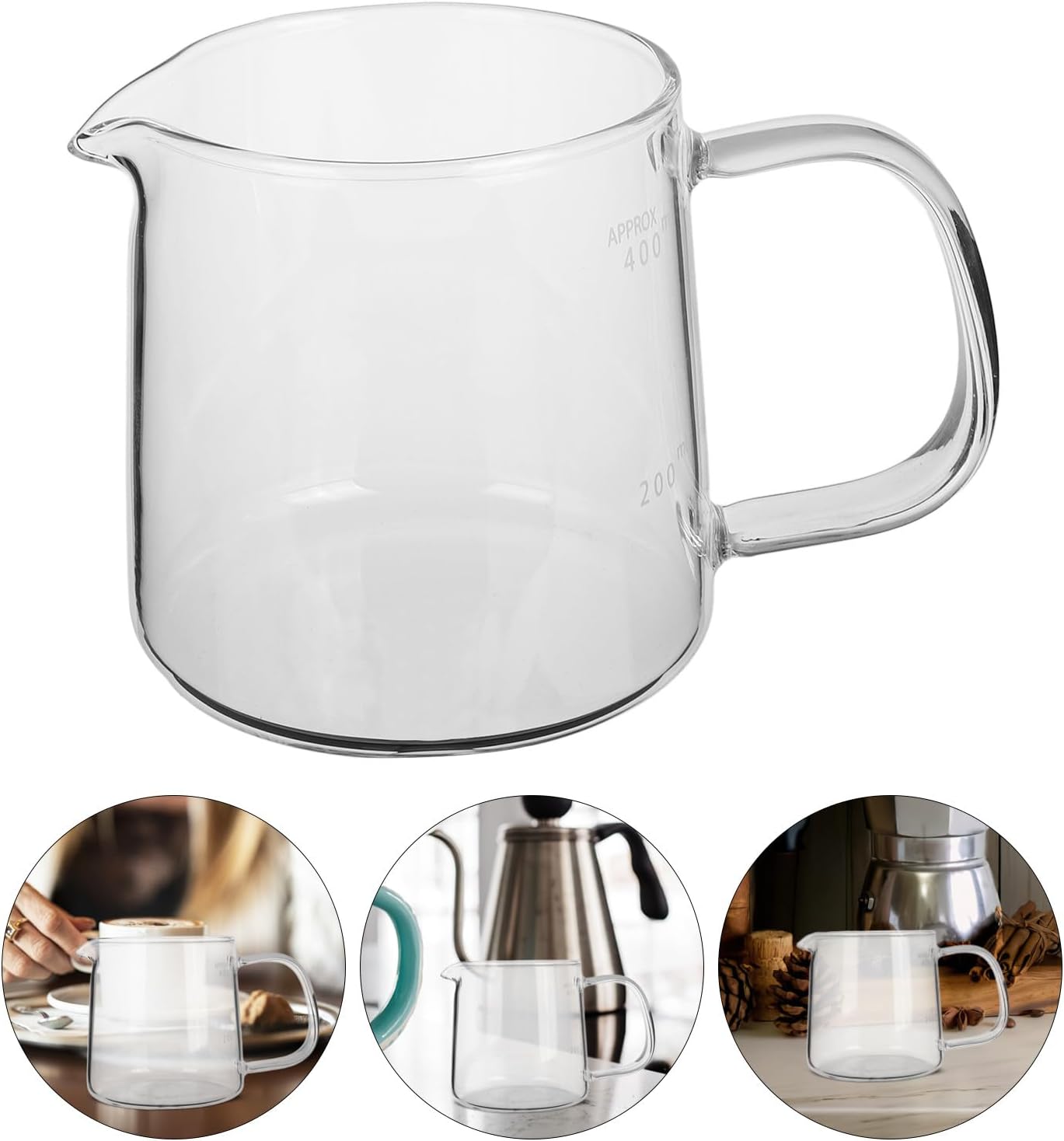 MAGICLULU Borosilicate Glass Coffee Server Carafe 400ml Hand Brewed Coffee Pot Heat Resistant Glass for Home and Work Use