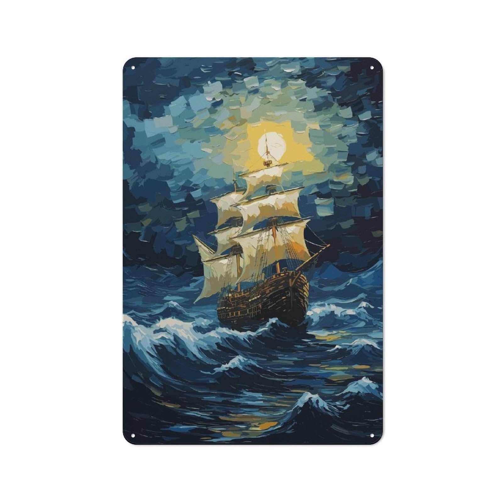Pirate Ship in Ocean Retro-style Tin Sign 30x20cm for Living Room Or Hallway, for Home Wall Decor Collectors Refreshing A Room in Autumn