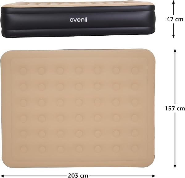 AVENLI Luftmatratze selbstaufblasend Queen-Size 203x157x47 cm, 2 Personen, Coil-Beam, selbstaufblasend, bis 300 kg, beige, Camping Gästebett Outdoor – aufblasbare Matratze für 2 Personen - 3