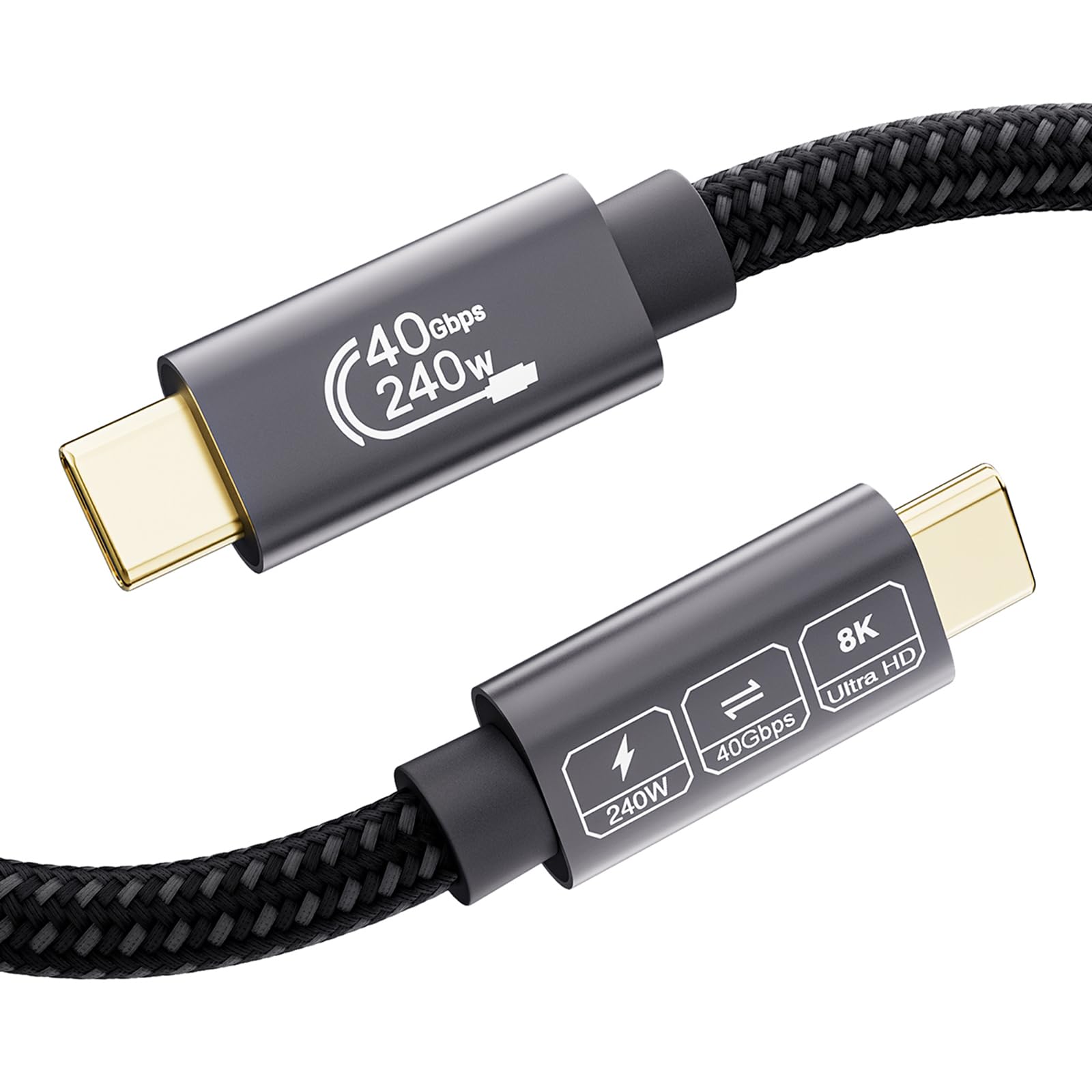 EUDOBEL USB 4 Kabel mit Thunderbolt 4 Kabel,HDR 8K@60Hz 4K@144Hz Videokabel, Ladekabel 240W 5A PD3.1,40Gbps Thunderbolt 3 Kabel für eGPU,iPhone 16,iPhone15,PSSD, Galaxy S24,MacBook,Dockings,Hub