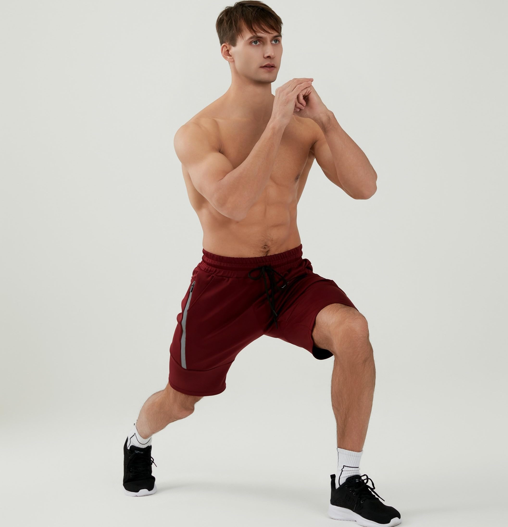 Pantaloni Corti Uomo Cerniera Laterale Moda Sportiva Fitness Asciugatura Rapida ranspirabile