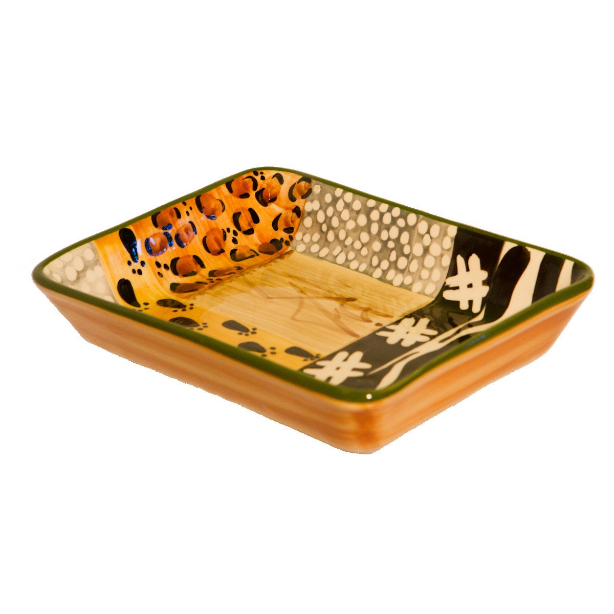 African para horno cacerola de gratinado horno plato diseño Safari (medio) tiramisú recipiente hecho a mano y pintado de cerámica pottery – fabricado en Afric