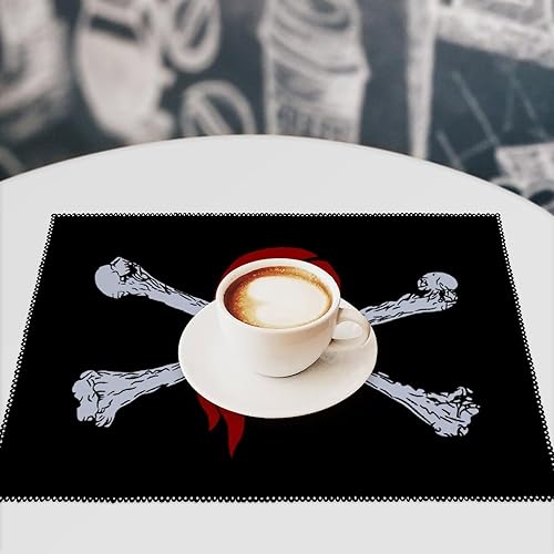 Miniatura 7 de Jolly Roger - Juego de 6 manteles individuales lavables antideslizantes para bodas, fiestas, 12 x 18 pulgadas