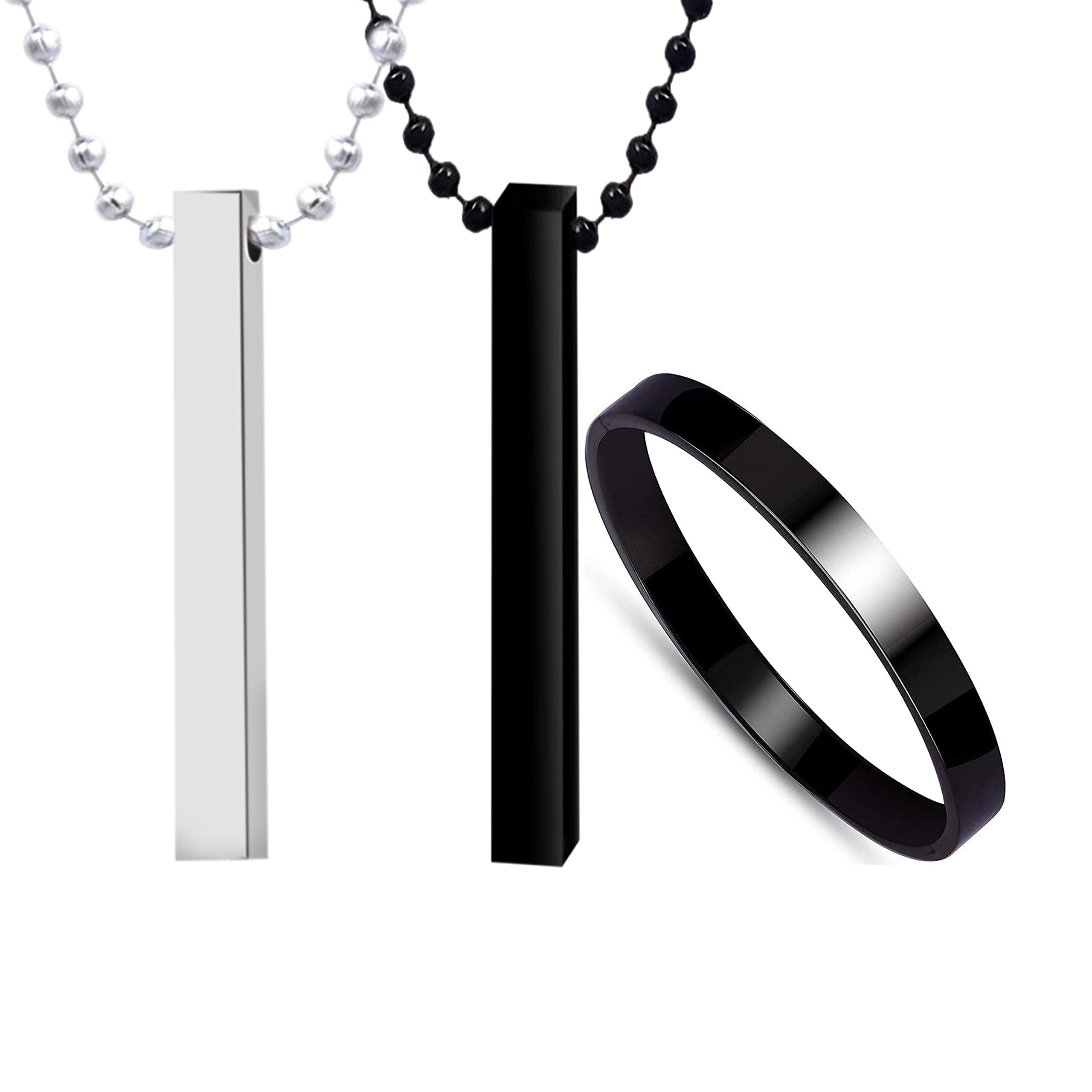 Fashion Frill Silver Chain For Men Bar Pendant Mens Jewellery Locket Pendant Stainless Steel Black Kada Bracelet For Men Boys Stylish Chains Jewellery Set Combo of 3 (B0BWJZ2W3B) Amazon Price History, Amazon Price Tracker