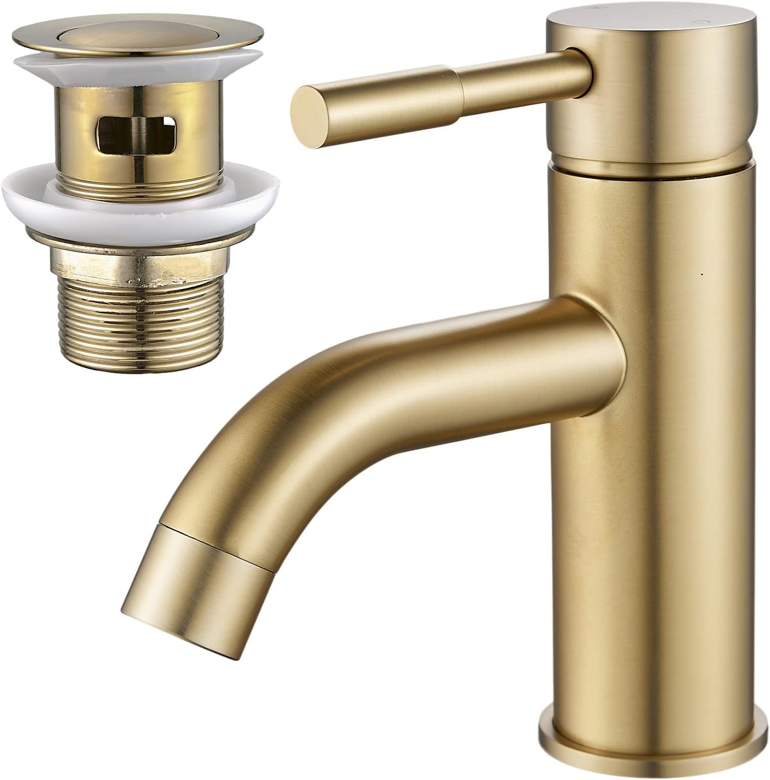 NewEast Gold Basin Taps Mono Single Lever Bathroom Sink Mixer Tap with ...