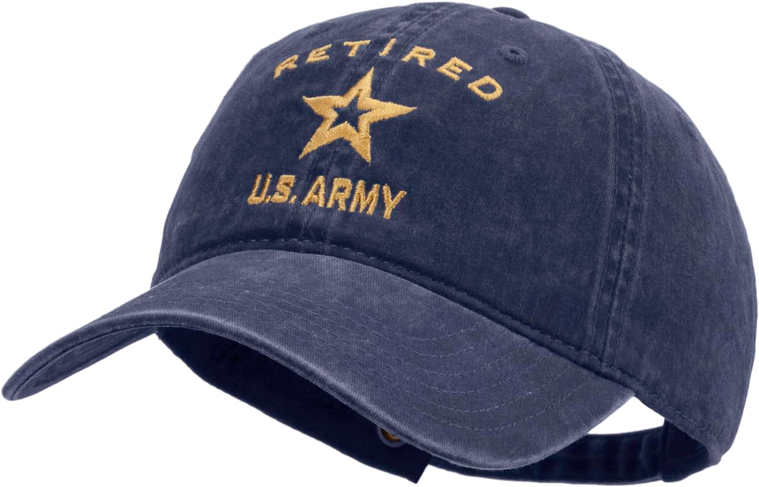 e4Hats.com U.S. Army Retired Military Embroidered Washed Solid Pigment Dyed Cotton Twill Brass Buckle Cap