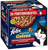 Vitamin D&E FELIX Katzennassfutter Sensations Gelees Geschmacksvielfalt vom Land , 4er Pack (4 x 24 x 85g)