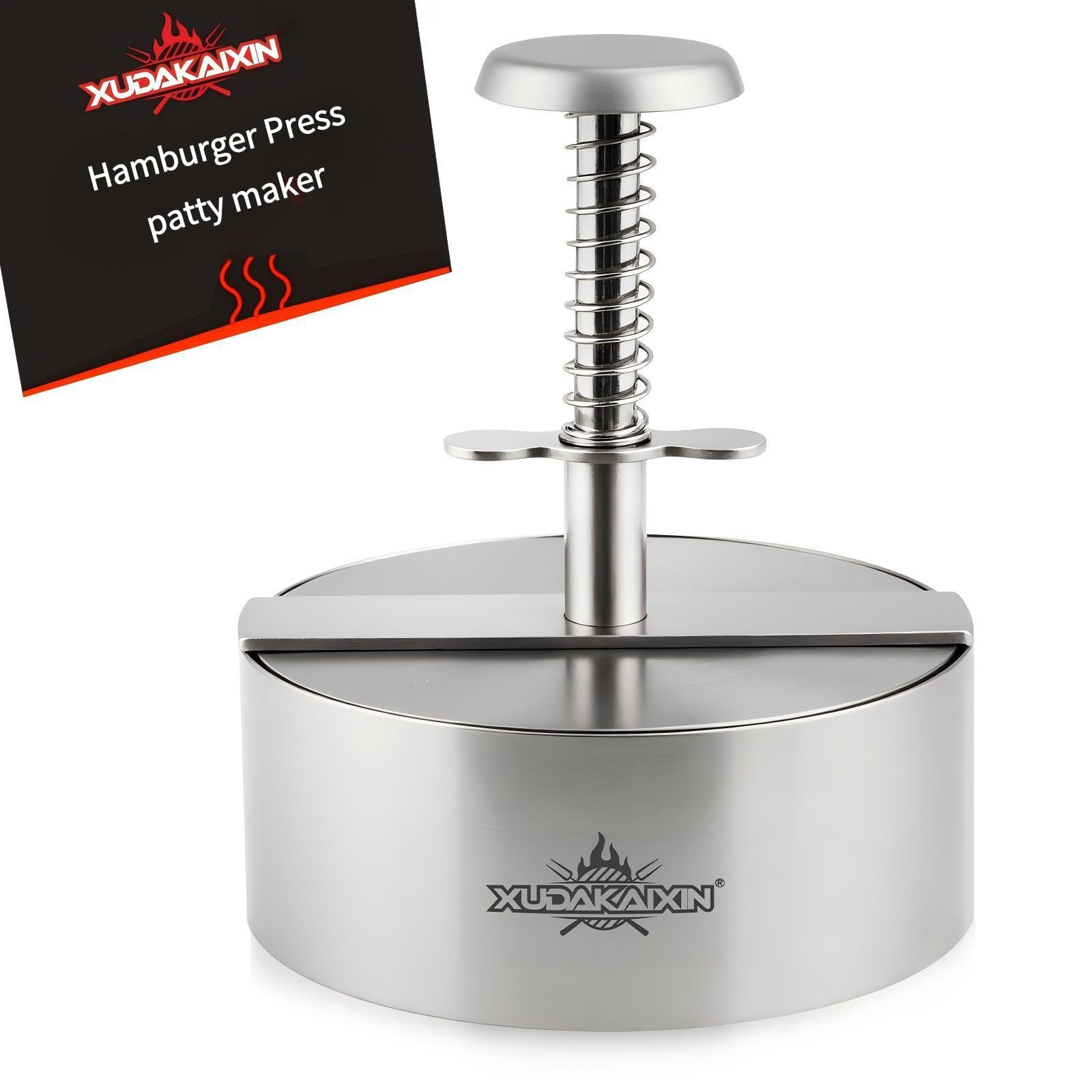 304 Stainless Steel Burger Press, Adjustable Hamburger Meat Press. Non-Stick Patty-Making molds Suitable for Beef, Vegetables, and Burgers. BPA-Free,Dishwasher Safe (4.5")