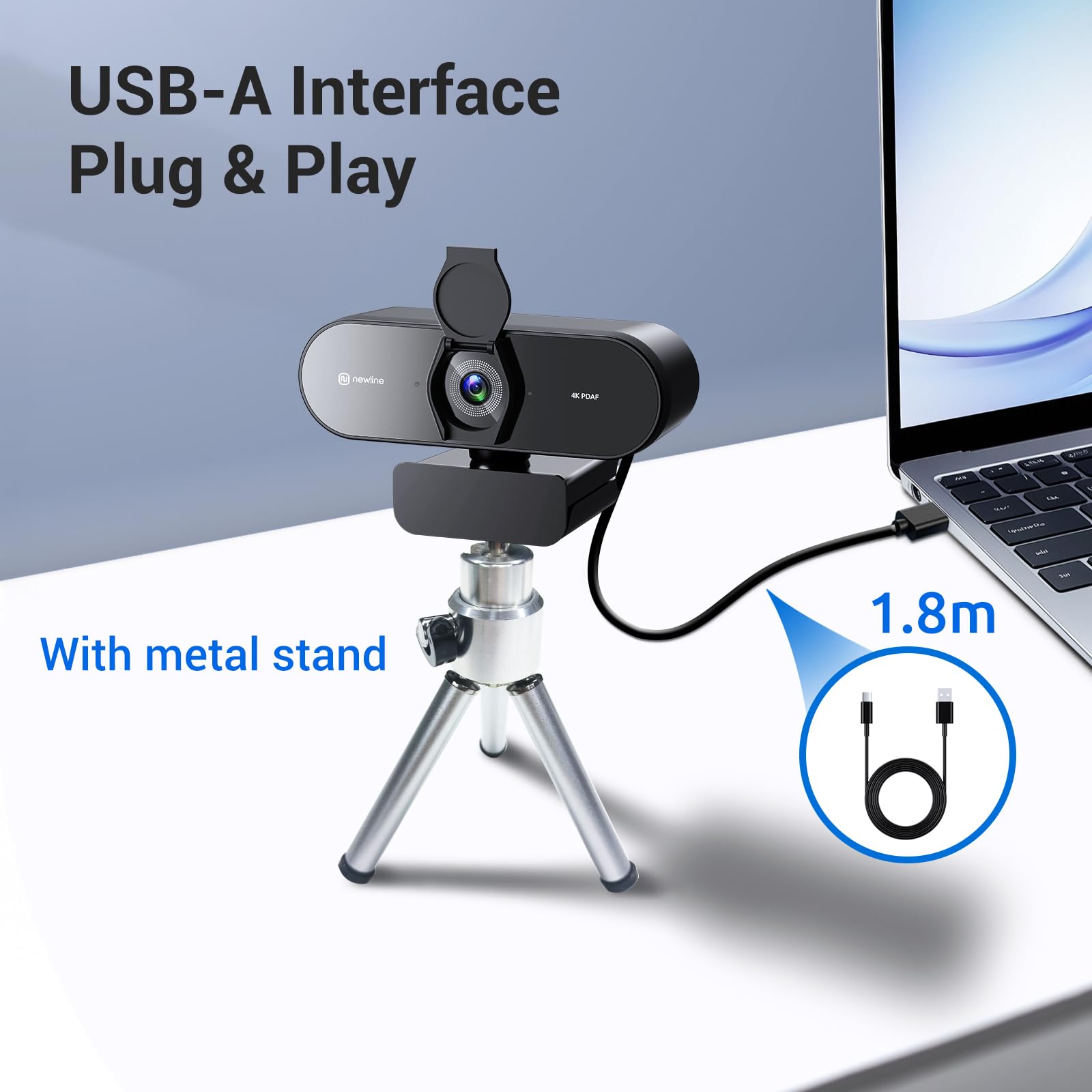 Webcam PC 4K con 2 Microfoni, 12 Megapixel