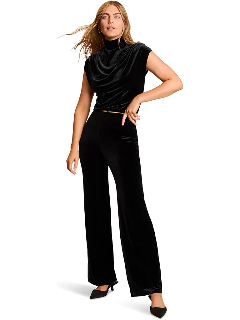 Black Commando Velvet Wide Leg Pants