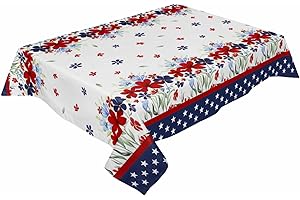 4th of July Rectangle Tablecloth 52x70 inch USA Flag Theme Stars Red...
