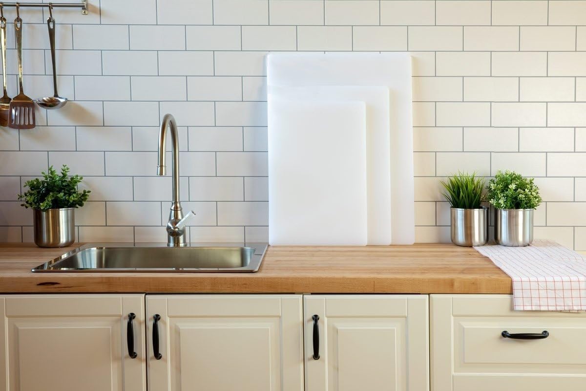 White Color Coded Polypropylene Cutting Board 12" x 18" x 1/2" | Non-Slip Surface | Dishwasher Safe | Great For Vegetable, Fruit, Meat, Chicken, Fish, Cheese, Bread, And More. WHITE [1PK]