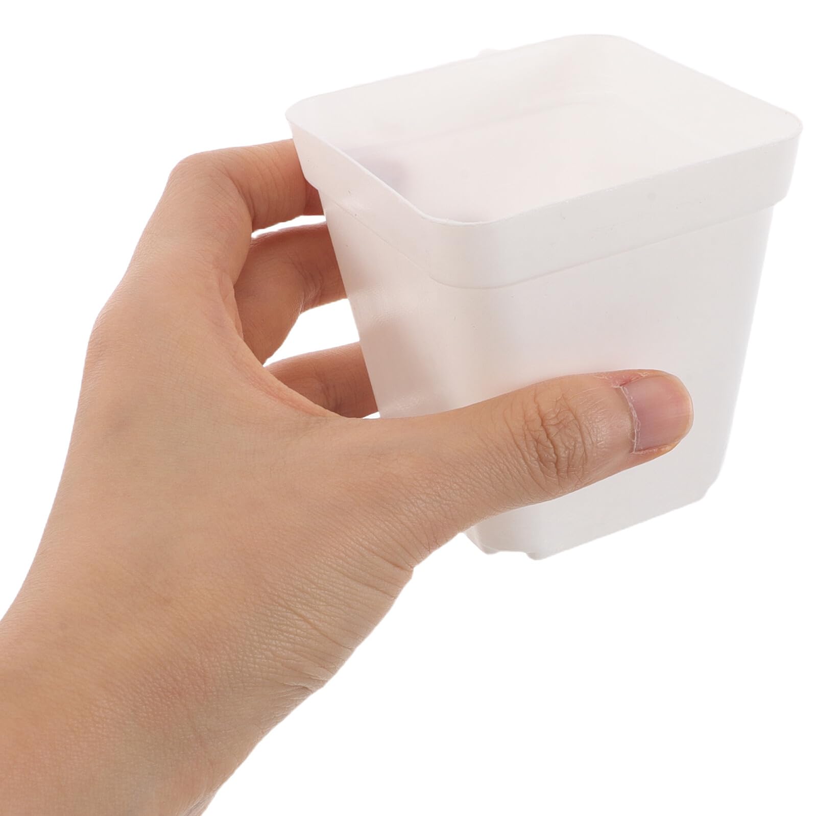 Lot de 100 Pots Carrés en Plastique Blanc avec Drainage Godets de Semis pour Plantes D’Intérieur et Extérieur Pots de Culture Compacts pour Jardinage Rempotage et Réutilisable