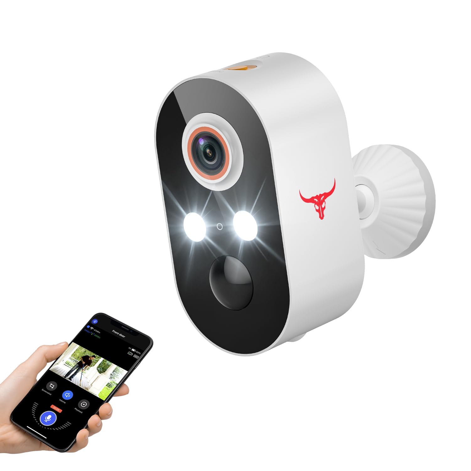 1080P Wireless Security Camera Outdoor, Battery Powered, AI Human Detection, Color Night Vision, 2-Way Audio, IP65 Waterproof, 2.4G Wi-Fi, Cloud Storage