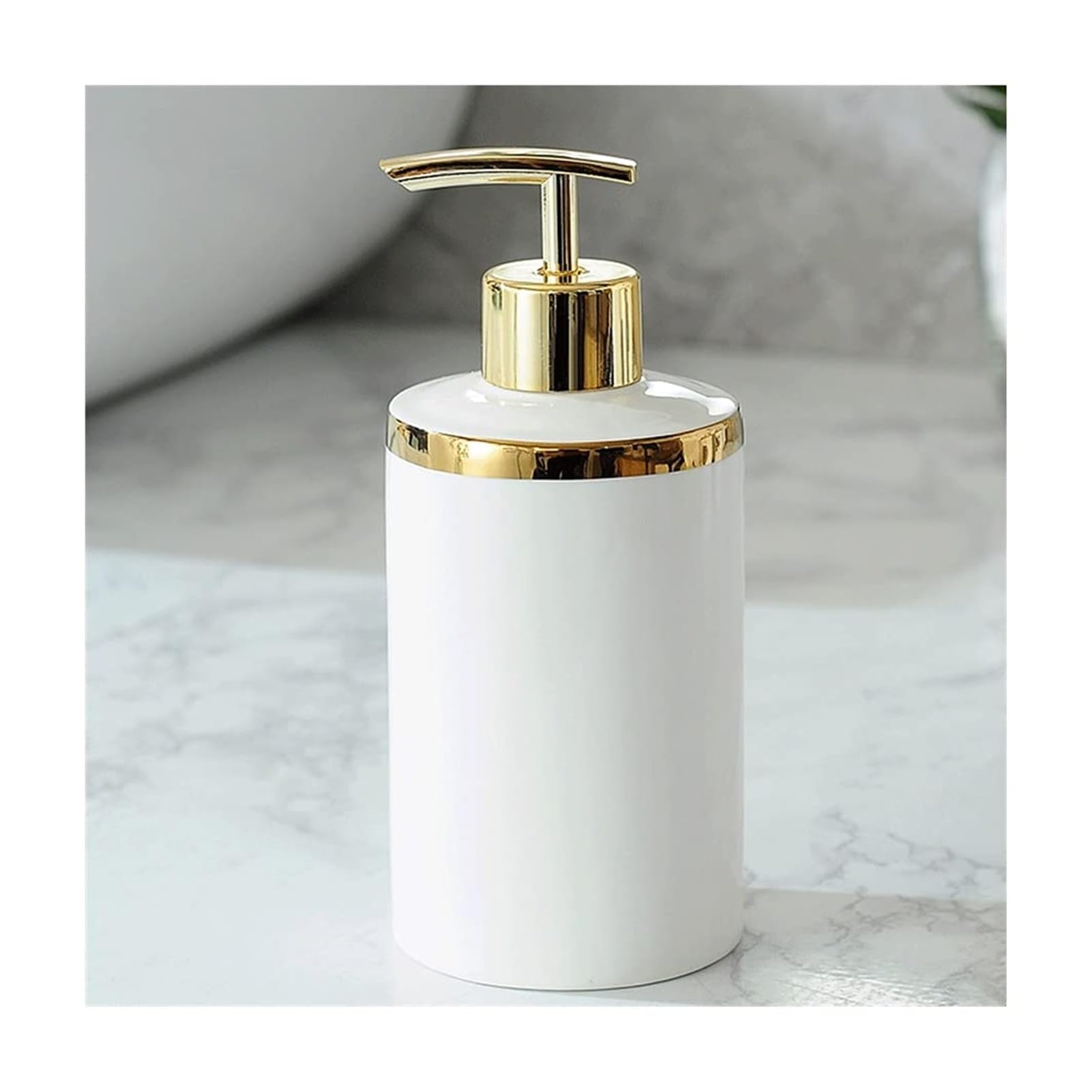 WDSOPK Bathroom accessories Soap Dispenser Ceramic Refillable Hand Sanitizer Soap Dispenser Kitchen Bathroom Lotion Dispenser Soap Pump Bottle Countertop Home & Kitchen (White)