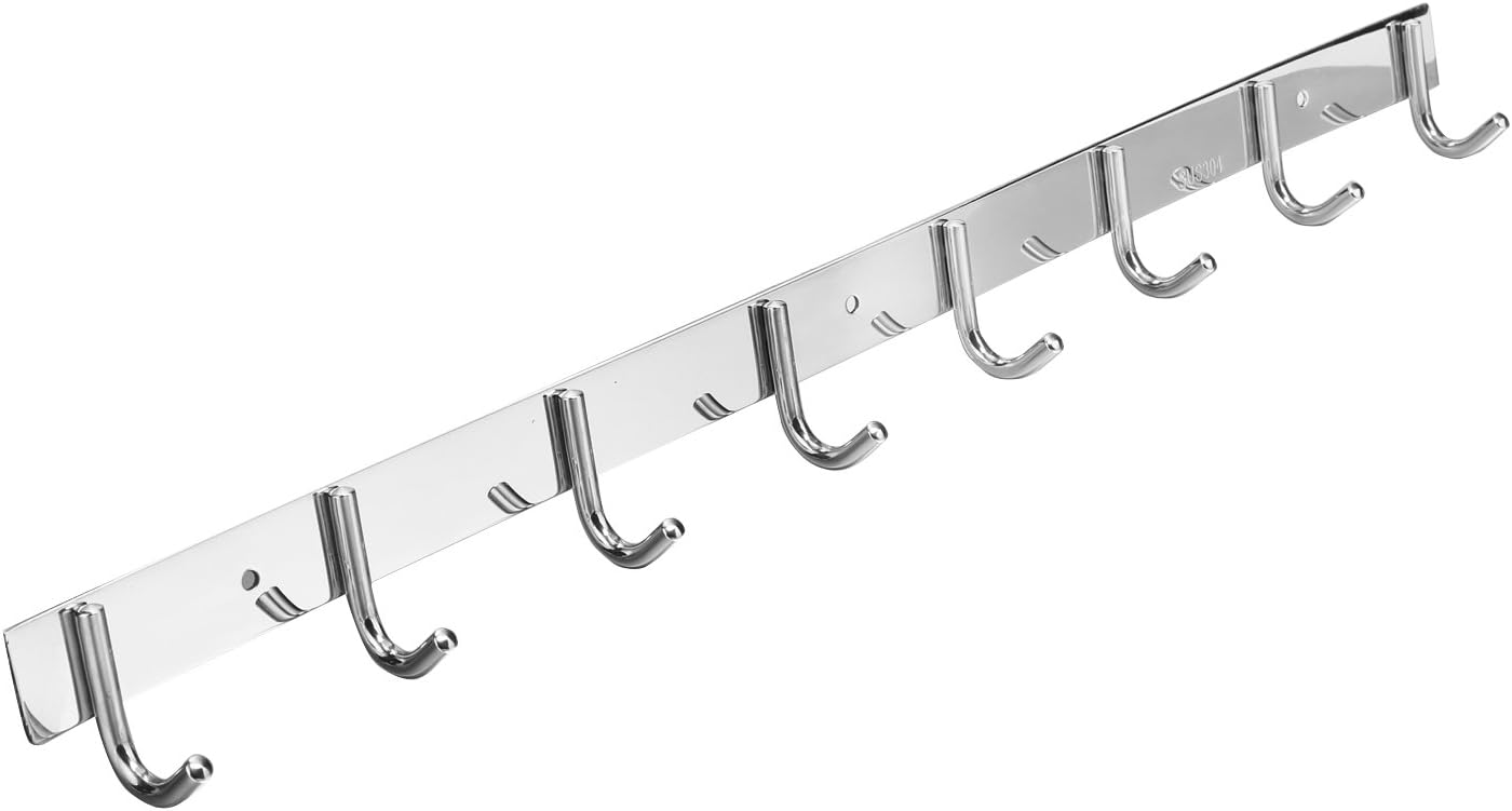 BATHWA 8 Wall Stainless Steel Hook Rack/Coat Hook Organizer