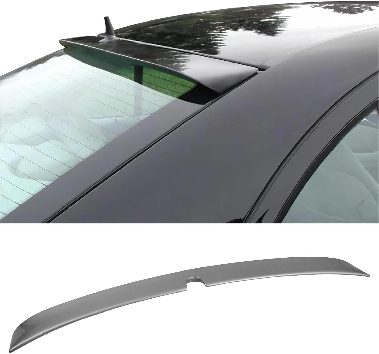 Pre-Painted Roof Spoiler Compatible with 2003-2005 Benz E-Class W211, RL Style Painted # 744 Brilliant Silver Metallic ABS Rear Wing Window Roof Top Spoiler Available by IKON MOTORSPORTS