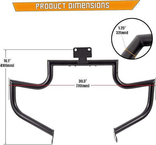 Miniatura 5 de Kinglemc Barra de Choque Protector de Motor Barra de Carretera para Yamaha VStar V-Star Dragstar XVS 400 650 (Negro)
