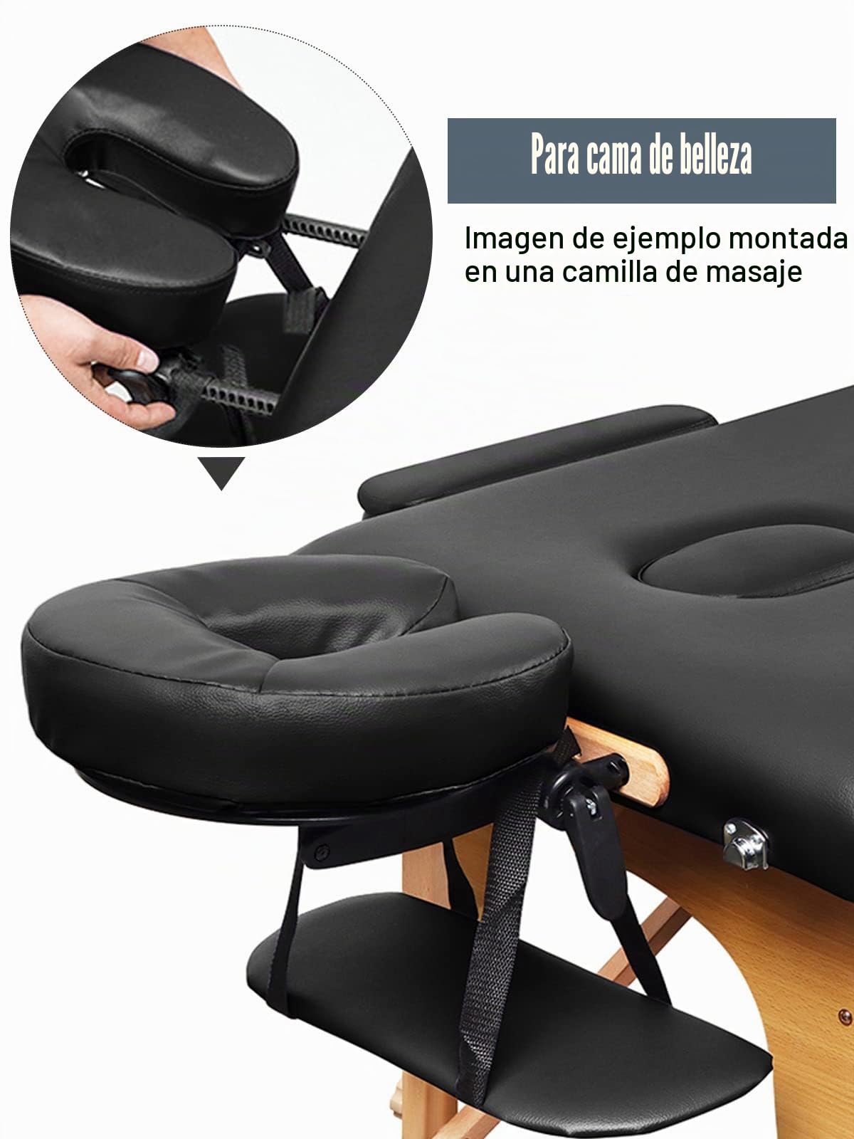 EBANKU Cojín para Mesa Masajes, Reposacabezas Ajustable para Mesa Masajes, Plataforma para Silla Masajes, Cama SPA (Black)