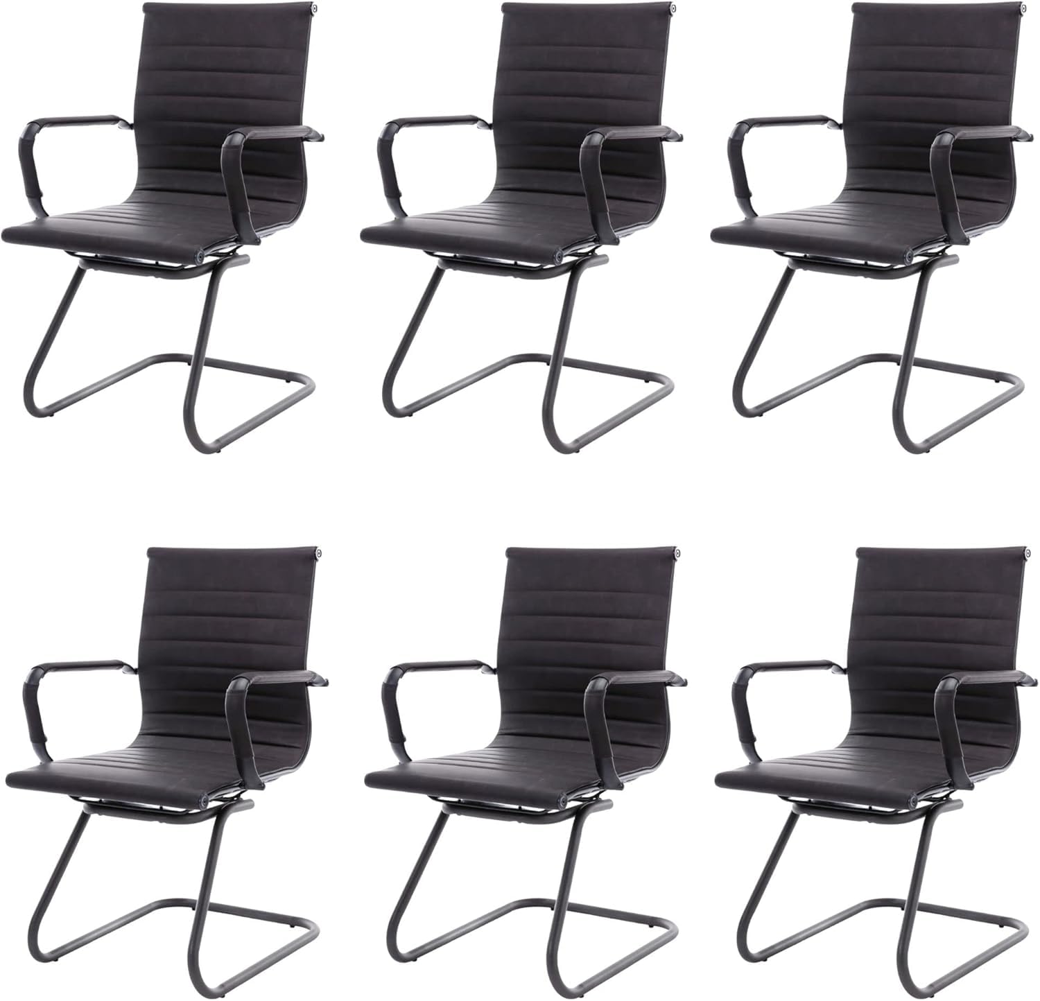 HNY 6-Pack PU Leather Office Guest Chairs