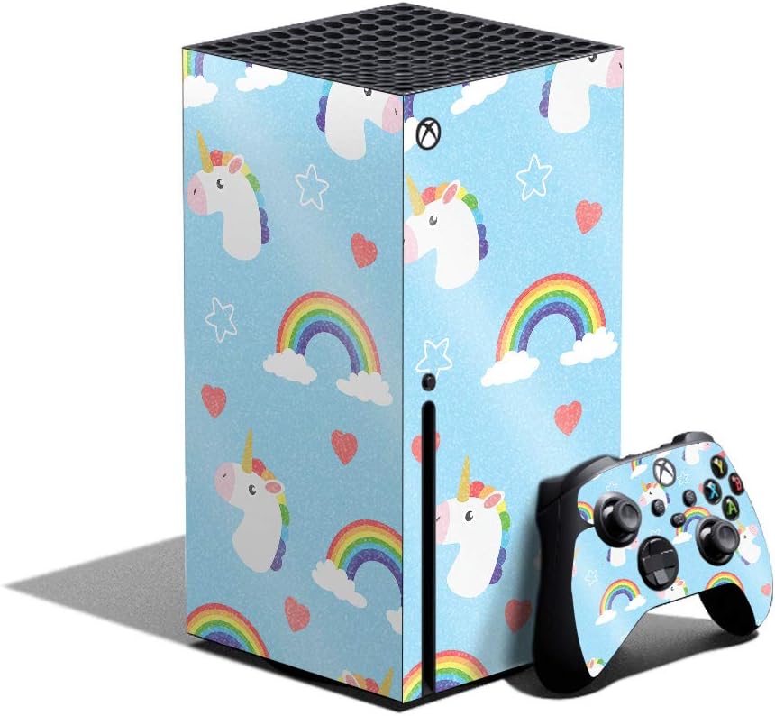 MightySkins Glossy Glitter Skin Compatible with Xbox Series X Bundle - Unicorn Perfection | Protective, Durable High-Gloss Glitter Finish | Easy to Apply, Remove, and Change Styles | Made in The USA