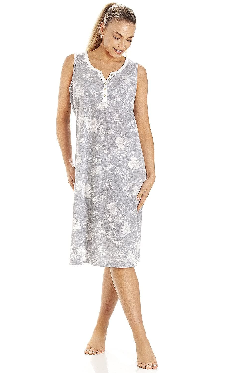 Camille Women's  Lightweight White Floral Sleeveless Nightdress in Size 14/16, BrandAlley
