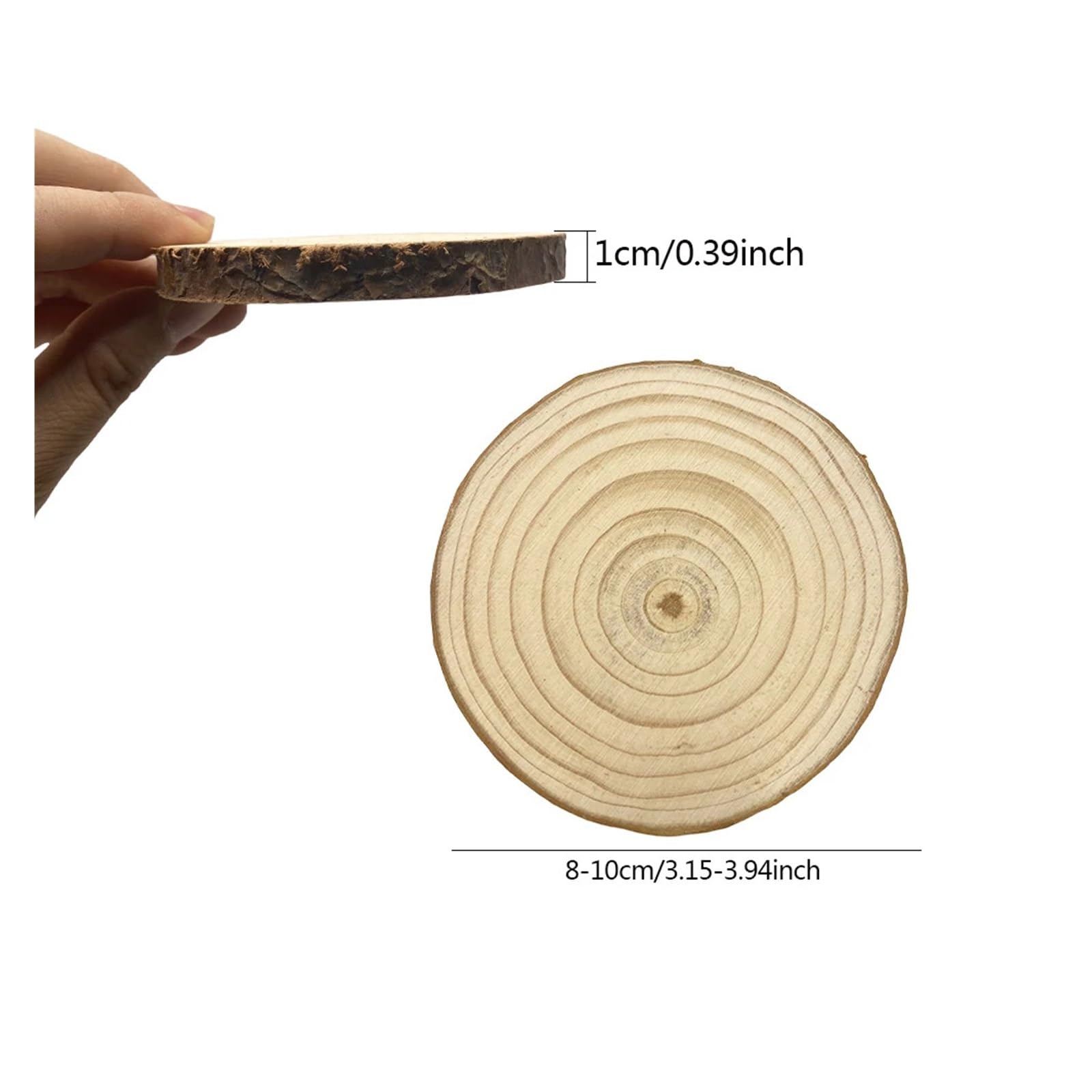 Unlackierte runde Holzscheiben, 2–10 Stück, 1 cm dick, Durchmesser 8–10 cm, runde unlackierte Holzscheiben, Kreise mit Baumrinde, Holzscheiben, DIY, Handwerk, Hochzeit (5 Stück, 8–10 cm)
