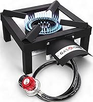 GasOne High-Pressure Single Propane Burner with Heat Shield & Guard - Stable Outdoor Stove for Camping, Tailgating, Boils & Brewing