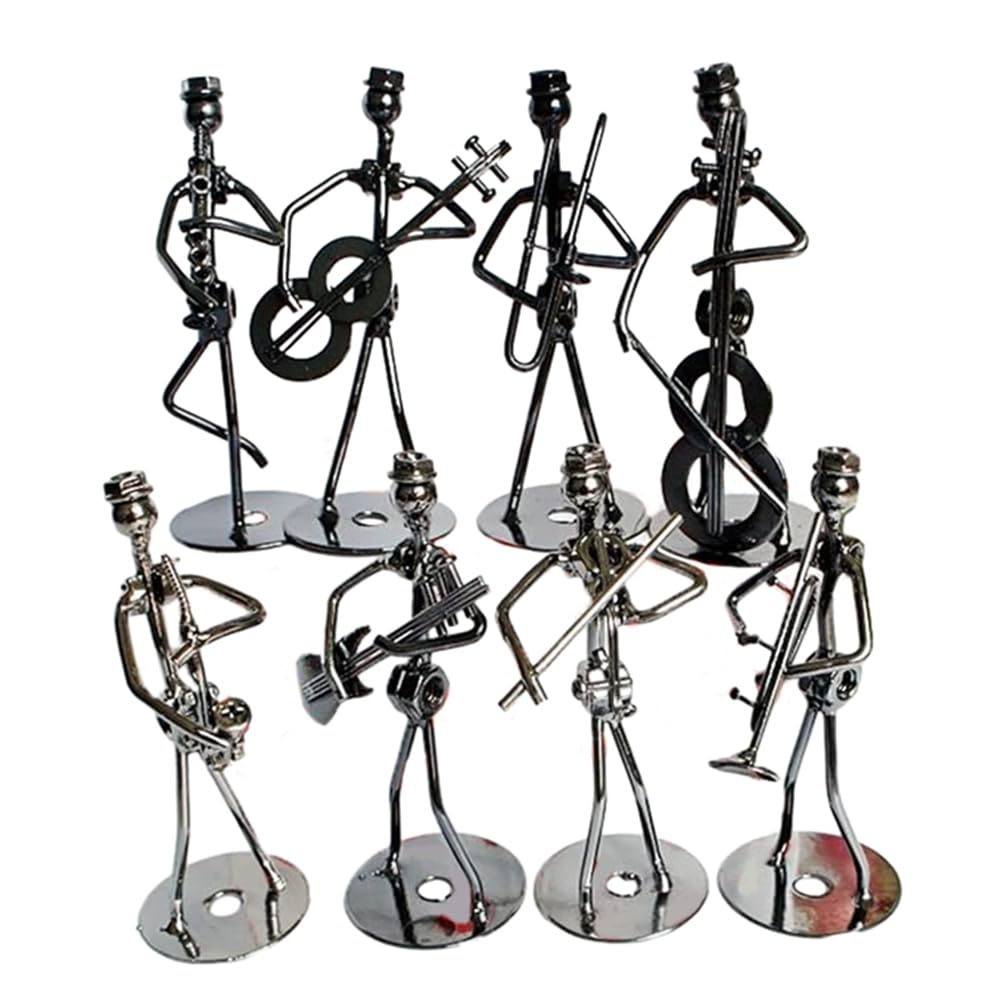 Loufy Kleiner Eiserner Kunst Musiker Kreatives Musikband Handwerksset Kit Haus Büro Schreibtischdekoration Geburtstagsgeschenk 8er Pack, Tischschmuck Kit.