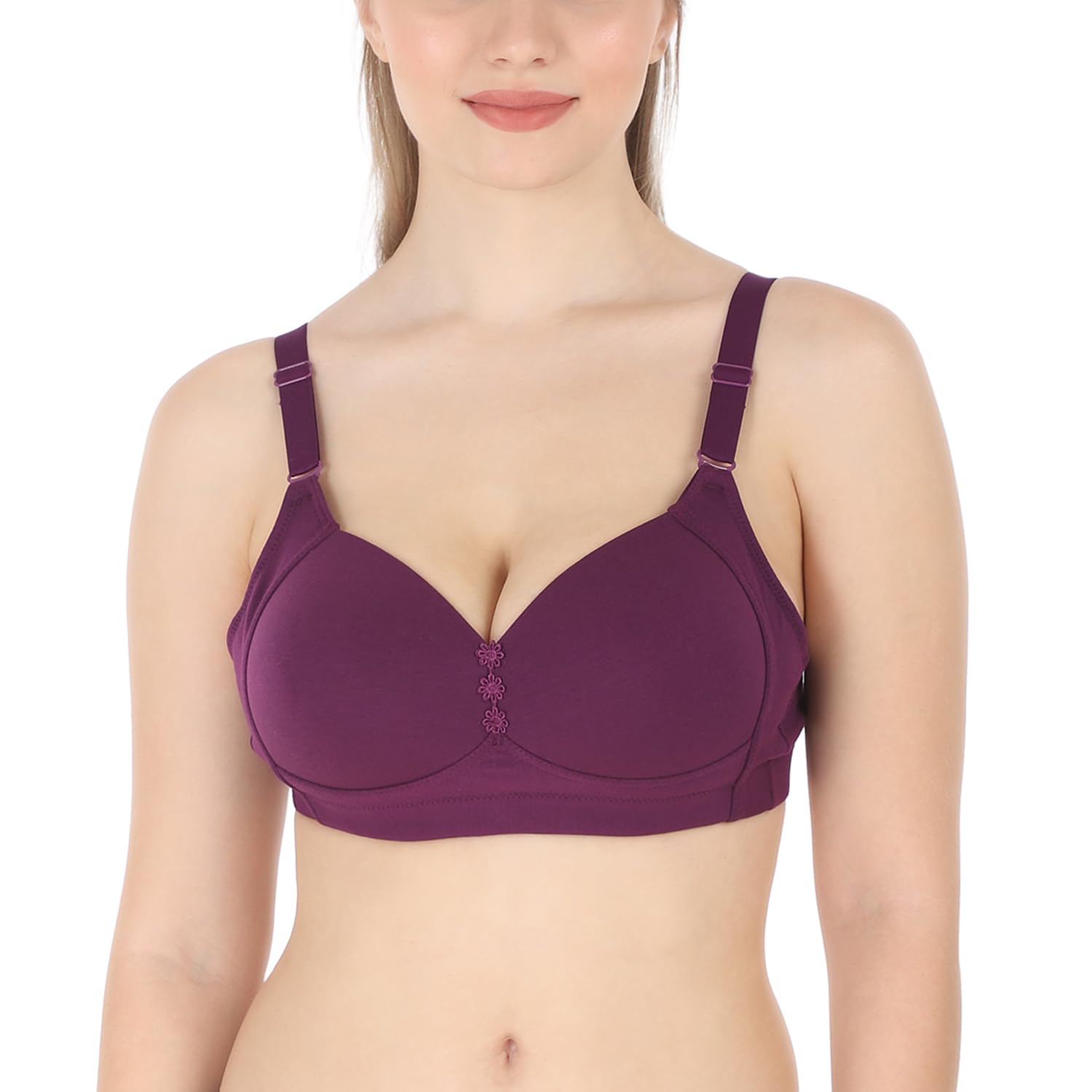 Tweens Light White – Minimizer Medium Padded Cotton Lycra Bra (Plus Size) – Triple Hook – Full Coverage – Wirefree – Seamless T-Shirt Bra Tweens Light White – Minimizer Medium Padded Cotton Lycra Bra (Plus Size) – Triple Hook – Full Coverage – Wirefree – Seamless T-Shirt Bra