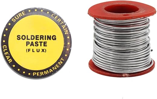 Electronic Spices Combo of 15gm Soldering Paste Flux With 30gm 22 Swg Size Lead Free Solder Wire Reel