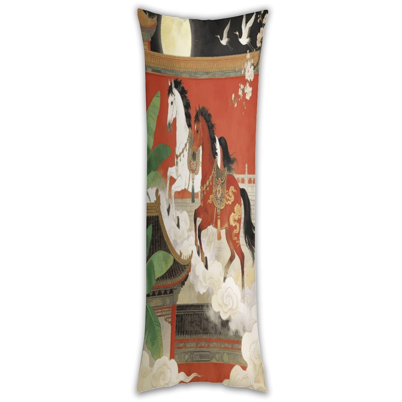 Twill Horses Pillow Cases Breathable Vertical Long Pillowcase Body Pillowcase with Hidden Zipper Closure Soft and Cozy Pillow Cover 20x54 Inches for Bedroom Couch