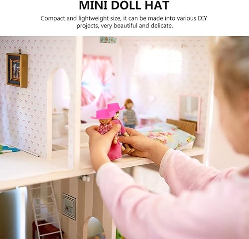 Miniatura 6 de Toddmomy 20 unidades de mini sombreros de vaquero con estampado de vaca, pequeño sombrero de vaquera, decoración de cupcakes, sombrero de muñeca