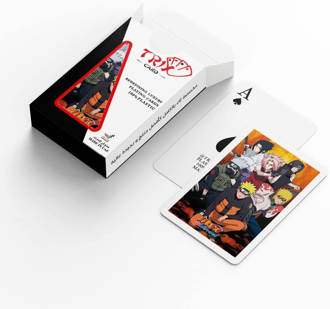 Naruto Inspired Playing Cards 100% Plastic Made in the UAE تصميم ناروتو الجديد لورق اللعب ( الشدة) 100% بلاستك ضد الكسر صنع في الإمارات