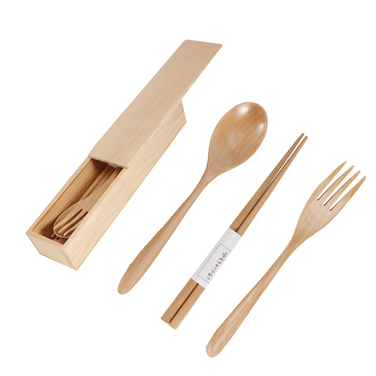 Scatola da tavola portatile Bacchette di legno Forchetta Cucchiaio Set di posate per uso domestico in viaggio