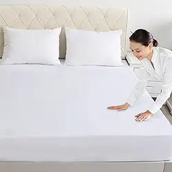 Queen Protetor de colchão impermeável, Queen Size, protetor de colchão com bolso profundo de até 33 cm, lavável na máquina